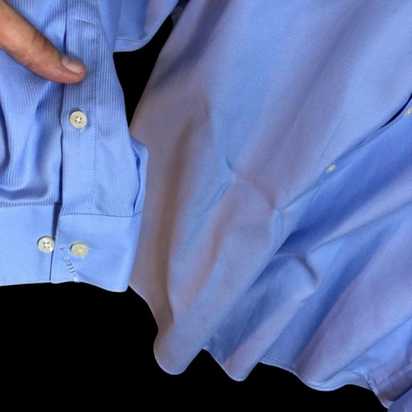 CALVIN KLEIN  Extra Fine Cotton Slimfit Non-Iron Dress Shirt Blue Mens Size XL - Picture 4 of 4
